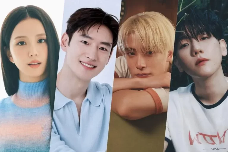 imagem com 4 celebridades coreanas Celebridades Coreanas Continuam Apoiando Vítimas dos Incêndios Florestais