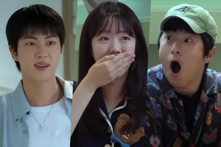 Imagem com Jin do BTS e mais dois integrantes do A Pousada Bizarra do Kian84